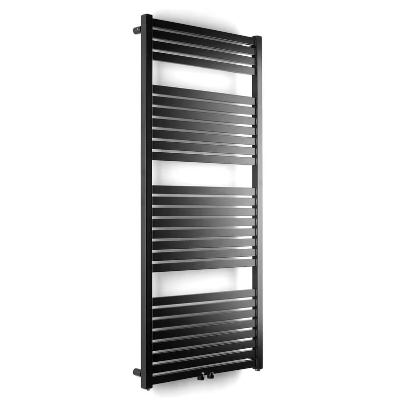 Juodas kombinuotas rankšluosčių džiovintuvas Thermal Trend KH 133x45 cm, tinkamas pro vandens ir kombinuotam šildymui.