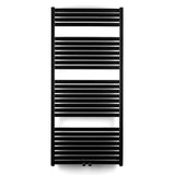 Juodas kombinuotas rankšluosčių džiovintuvas Thermal Trend Kh 169x45 cm, tinkamas pro vandens ir kombinuotam šildymui.