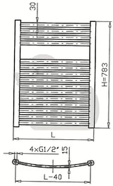 Baltas kombinuotas vamzdinis rankšluosčių džiovintuvas Thermal Trend KM 45x78,3 cm pro vonios kambariui ir koridoriui.