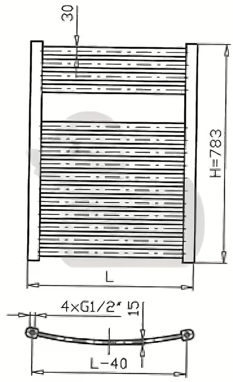 Baltas kombinuotas vamzdinis rankšluosčių džiovintuvas Thermal Trend KM 45x78,3 cm pro vonios kambariui ir koridoriui.