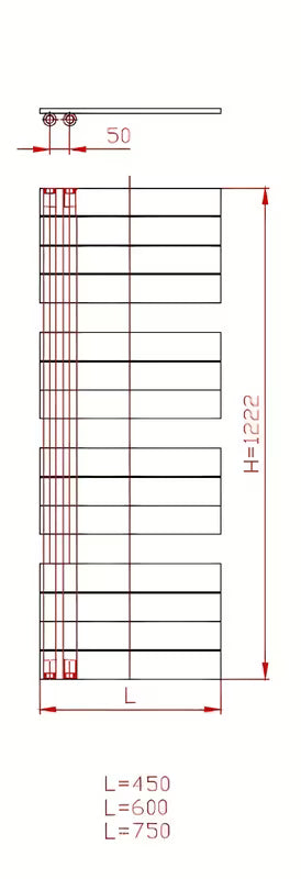 Kombinuotas vonios kambario rankšluosčių džiovintuvas Thermal Trend Oliver 60x122 cm antracito spalvos