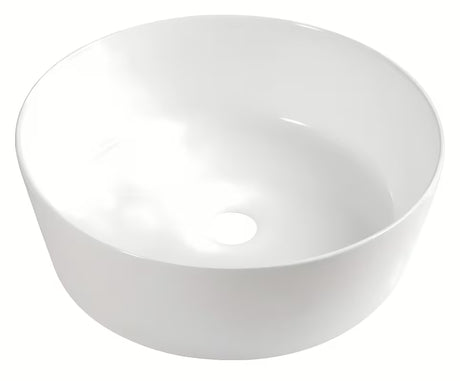 Baltas pastatomas ant stalviršio praustuvas Triomini Slim 40x40 cm iš plonos keramikos, su švelniai banguotais kraštais