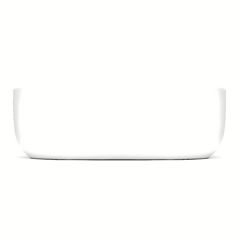 Baltas pastatomas ant stalviršio praustuvas Triomini Slim iš plonos keramikos, be perpylimo apdaila.