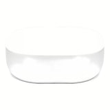 Baltas pastatomas ant stalviršio praustuvas Triomini Slim iš plonos keramikos, be perpylimo apdaila.