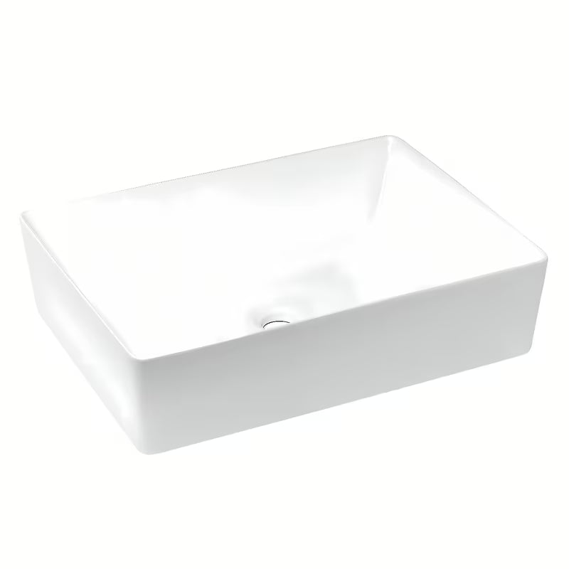 Baltas kampuotas pastatomas ant stalviršio praustuvas Triomini Slim iš plonasienės keramikos, 55 x 39 cm