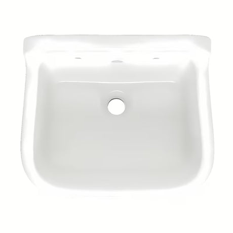 Balta pakabinama keraminė ūkinė plautuvė Vitra su persipylimo anga, matmenys 43x37 cm.