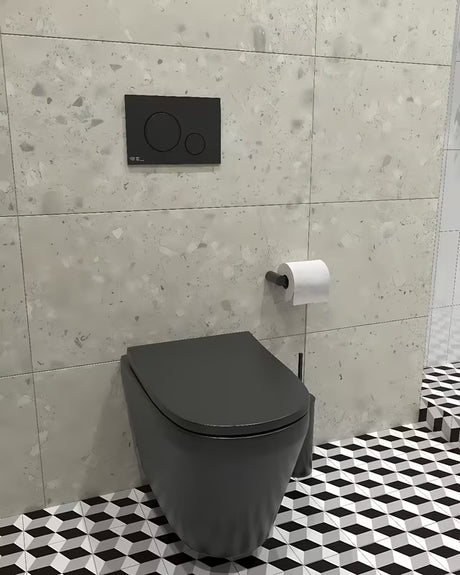 Juodas pakabinamas KLOZETAS vitra Integra su sėdyne softclose ir Rim-Ex nuleidimo sistema