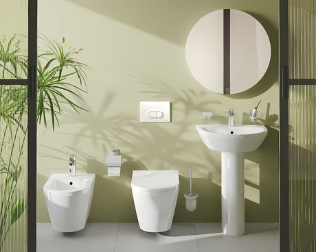 Baltas pakabinamas bidė Vitra Integra su anga maišytuvui ir persipylimu