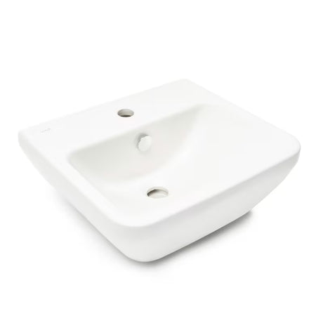 Baltas pakabinami keraminis praustuvas vitra Integra 45x40 cm su anga pro maišytuvui centre