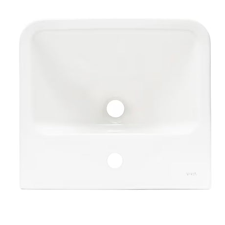 Baltas pakabinami keraminis praustuvas vitra Integra 45x40 cm su anga pro maišytuvui centre