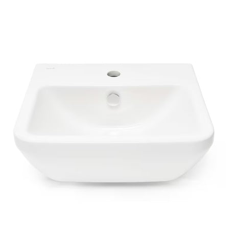Pakabinamas praustuvas Vitra Integra 50x43 cm su anga pro maišytuvui centre, baltos spalvos.