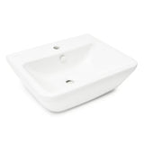Baltas pakabinami keraminis praustuvas vitra Integra 55x45 cm su anga pro maišytuvui centre ir persipylimo anga.