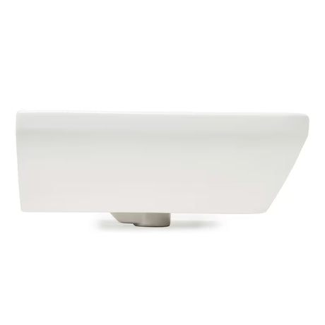 Baltas pakabinami keraminis praustuvas vitra Integra 55x45 cm su anga pro maišytuvui centre ir persipylimu.