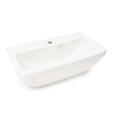 Baltas pakabinamas praustuvas Vitra Integra 60x36 cm, keraminis, su anga pro maišytuvui centre ir persipylimu.