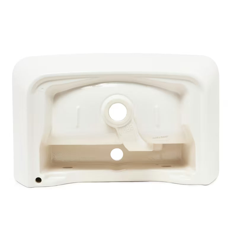 Baltas pakabinamas praustuvas Vitra Integra 60x36 cm, keraminis, su anga pro maišytuvui centre ir persipylimu.