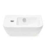 Baltas keraminis mažas praustuvas Vitra Integra 37x22 cm su anga maišytuvui kairėje, blizgus