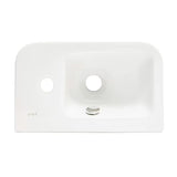 Baltas keraminis mažas praustuvas Vitra Integra 37x22 cm su persipylimo anga ir anga maišytuvui dešinėje