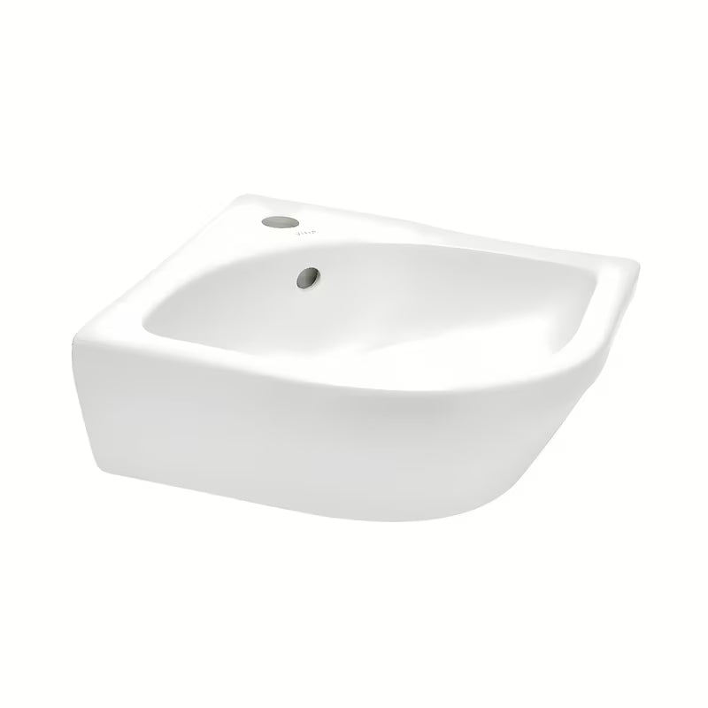 Baltas kampiniai mažas praustuvas vitra Integra 56x40 cm su persipylimo anga ir anga pro maišytuvui centre