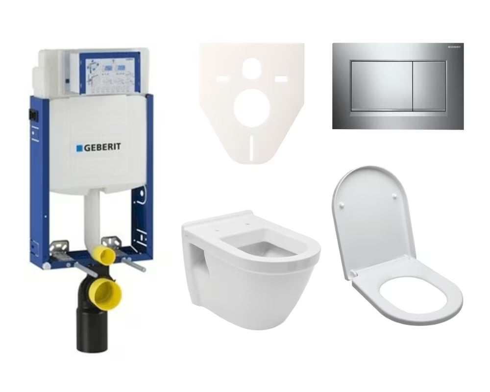 Pakabinami WC komplektas vitra Integra įmūrijimui su moduliu, bakeliu Geberit ir sėdyne.