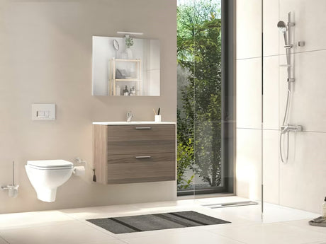 Vonios kambario Baldų Komplektas Vitra Mia 59 x 39,5 cm, cordoba dekoro, su spintele, praustuvu, veidrodžiu ir LED apšvietimu