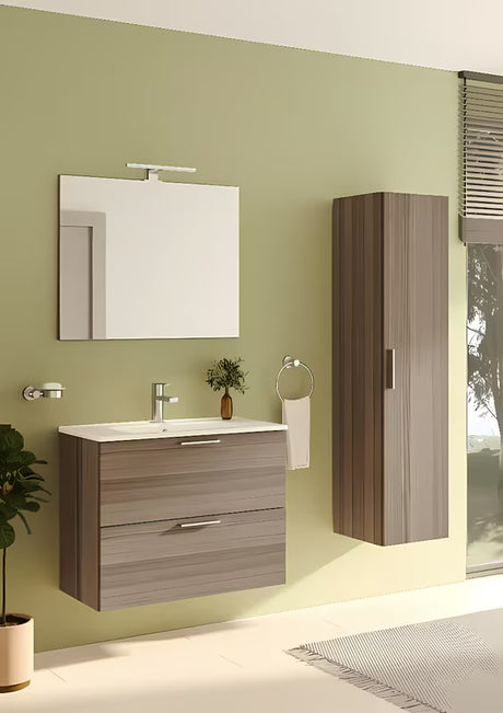 Vonios kambario Baldų Komplektas Vitra Mia 59 x 39,5 cm, cordoba dekoro, su spintele, praustuvu, veidrodžiu ir LED apšvietimu