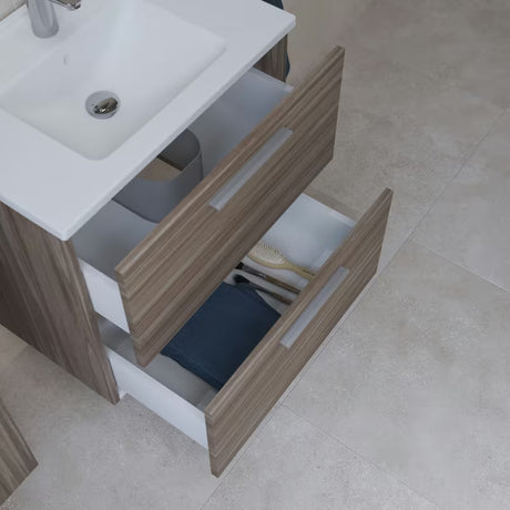 Vonios kambario Baldų Komplektas Vitra Mia 59 x 39,5 cm, cordoba dekoro, su spintele, praustuvu, veidrodžiu ir LED apšvietimu
