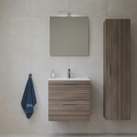 Vonios kambario Baldų Komplektas Vitra Mia 59 x 39,5 cm, cordoba dekoro, su spintele, praustuvu, veidrodžiu ir LED apšvietimu