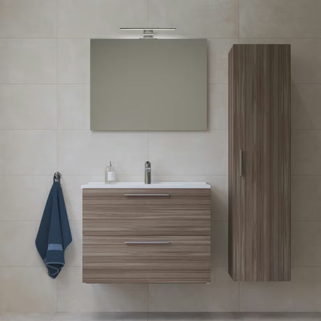 Vonios kambario Baldų Komplektas Vitra Mia 79 x 39,5 cm, cordoba dekoro, su spintele, praustuvu, veidrodžiu ir LED apšvietimu