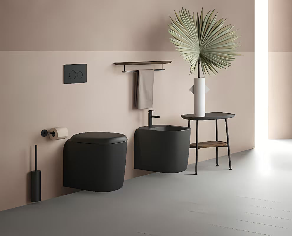 Pakabinamas KLOZETAS Vitra Plural juodos matinės spalvos rimless 
