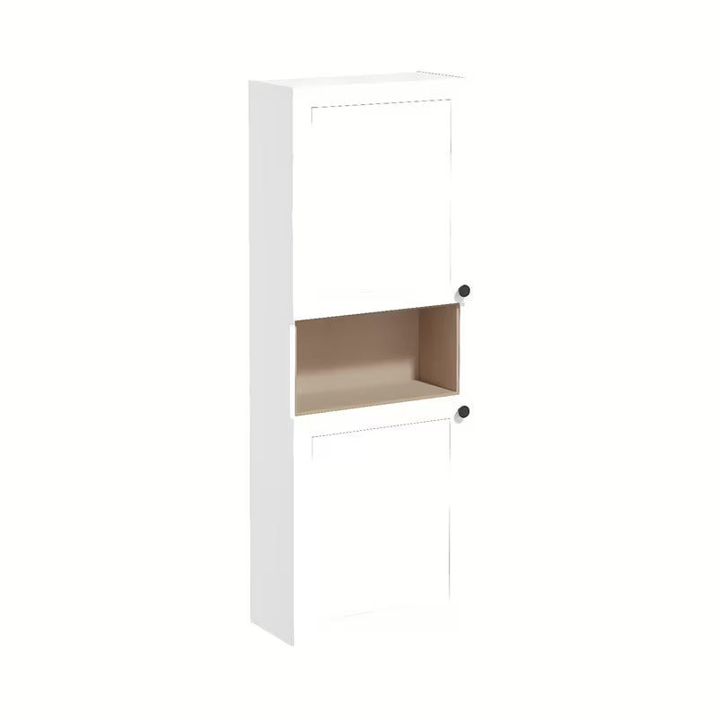 Pakabinama vonios spintelė Vitra Root Classic 55x155x25 cm, baltos matinės spalvos, su juodomis rankenėlėmis