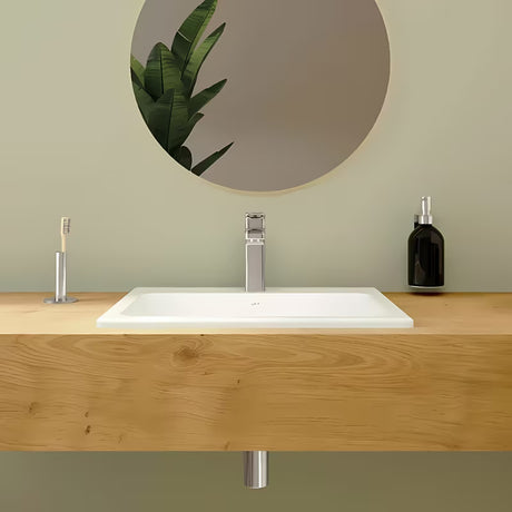 Įleidžiamas praustuvas Vitra S20 55 x 45 cm balta keramika, su persipylimu ir anga pro maišytuvui centre