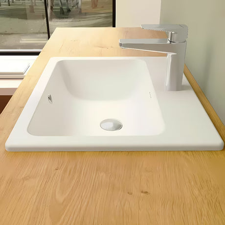 Įleidžiamas praustuvas Vitra S20 55 x 45 cm balta keramika, su persipylimu ir anga pro maišytuvui centre