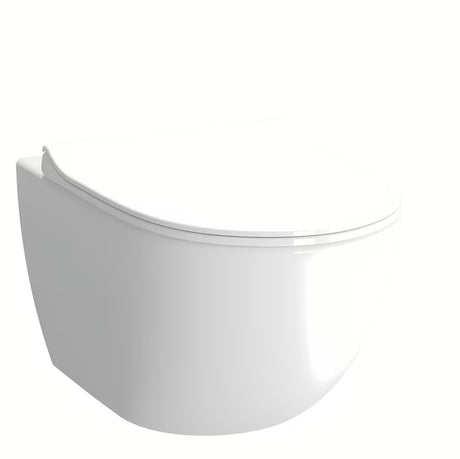 Balti pakabinamas KLOZETAS vitra Shift rimless  su paslėptu tvirtinimu ir apvalintų formų.