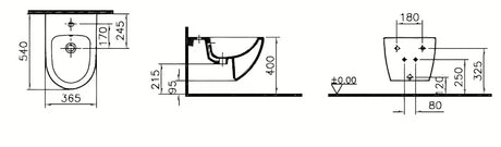 Baltas pakabinamas bidė vitra Shift su paslėptu keramikos tvirtinimu, be matomų dangtelių ir angų.