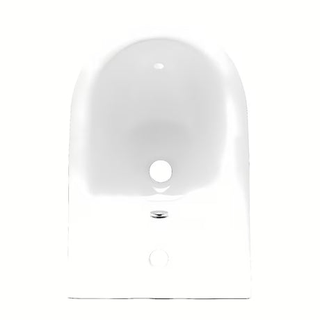 Baltas pakabinamas bidė vitra Shift su paslėptu keramikos tvirtinimu, be matomų dangtelių ir angų.