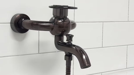WF Industrial svirtinis sieninė vonios maišytuvas su dušo komplektu alyvuota šlifuota bronzos spalva dark-metal.