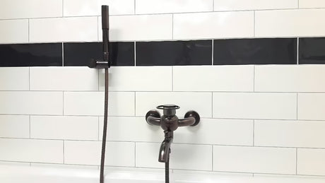 WF Industrial svirtinis sieninė vonios maišytuvas su dušo komplektu alyvuota šlifuota bronzos spalva dark-metal.