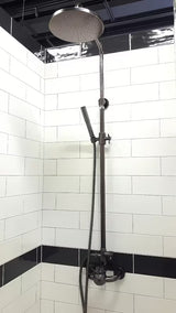 Dušo sistema WF Industrial alyva sendintos bronzos apdailos, su 20 cm viršutiniu dušu